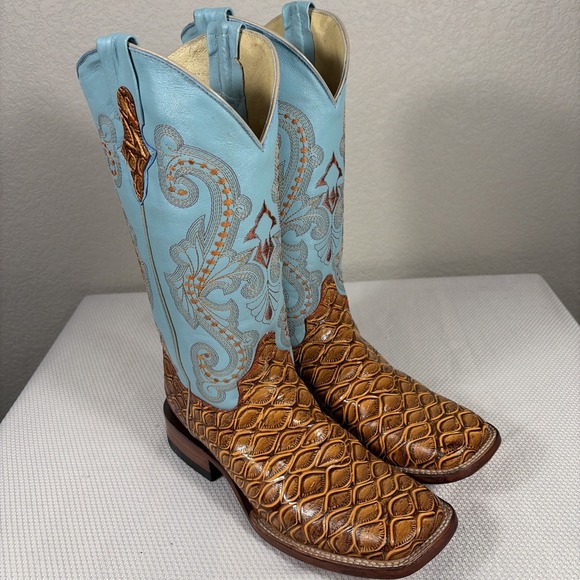 Ferrini Other - Ferrini Mens Print‎ Cognac Leather Cowboy Boots Style: 9239302080B XCELL